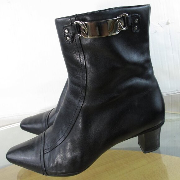 Apostrophe Women's Y2K Ankle Boots Genuine Black Leather Size 7.5 M - Picture 4 of 9